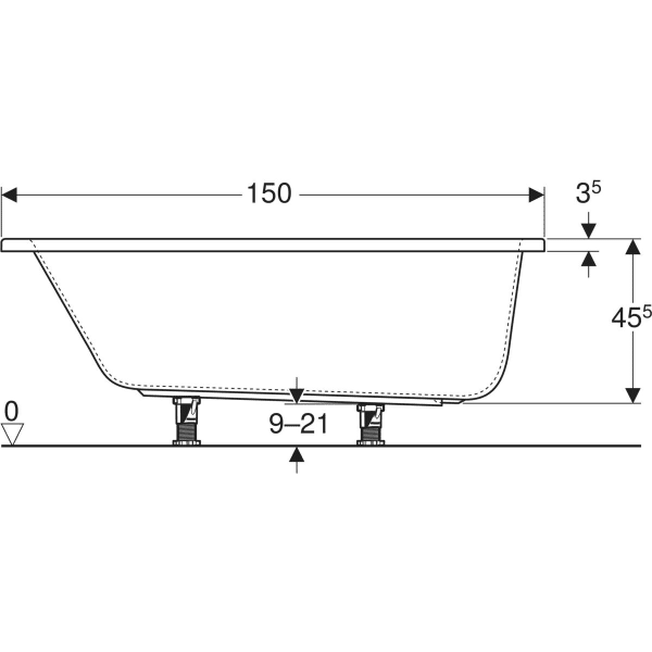 GEBERIT Perfect wanna prostokątna 150x75cm 554.071.01.1
