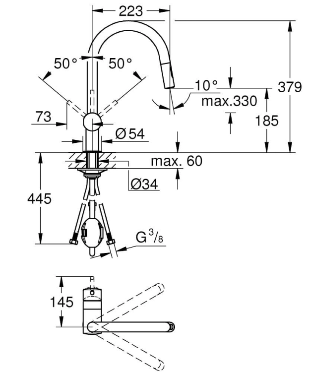 GROHE Minta bateria zlewozmywakowa z wyciąganą wylewką, stal nierdzewna 32321DC2