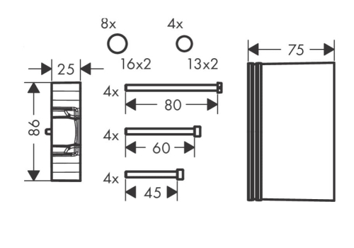 HansGrohe zestaw przedłużający 25mm 13595000
