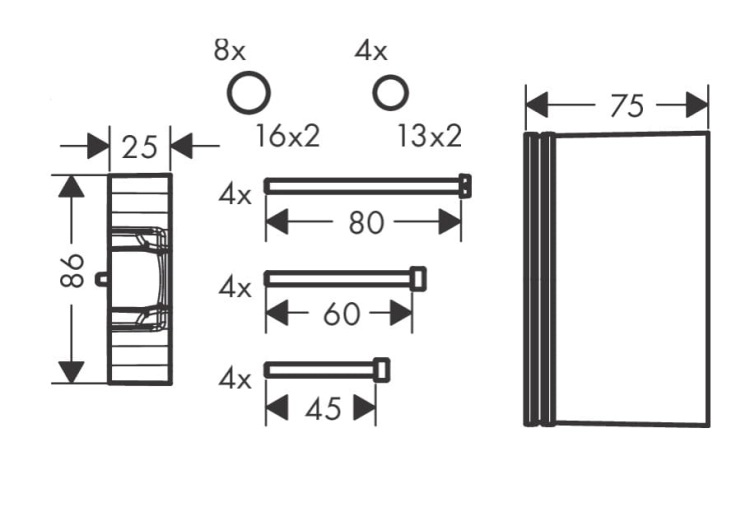 HansGrohe zestaw przedłużający 25mm 13595000
