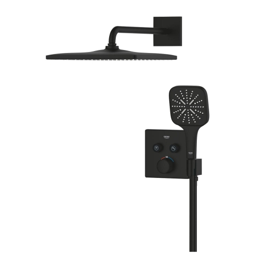 GROHE Grohtherm SmartControl Cube podtynkowy zestaw prysznicowy z deszczownicą 310mm, phantom black 34865KF0