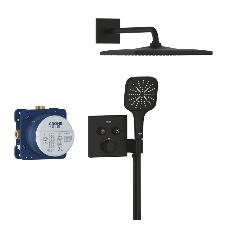 GROHE Grohtherm SmartControl Cube podtynkowy zestaw prysznicowy z deszczownicą 310mm, phantom black 34865KF0