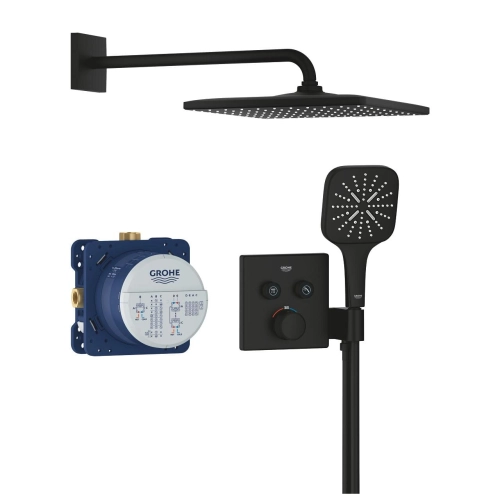 GROHE Grohtherm SmartControl Cube podtynkowy zestaw prysznicowy z deszczownicą 310mm, phantom black 34865KF0