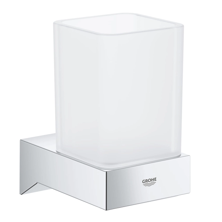 GROHE Selection Cube szklanka 40783000, widok z uchwytem - zamawiany osobno