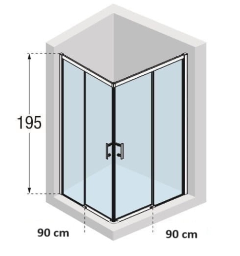 Novellini Kali A-H Nero kabina kwadratowa 90x90cm KALIAH86L86L-1H