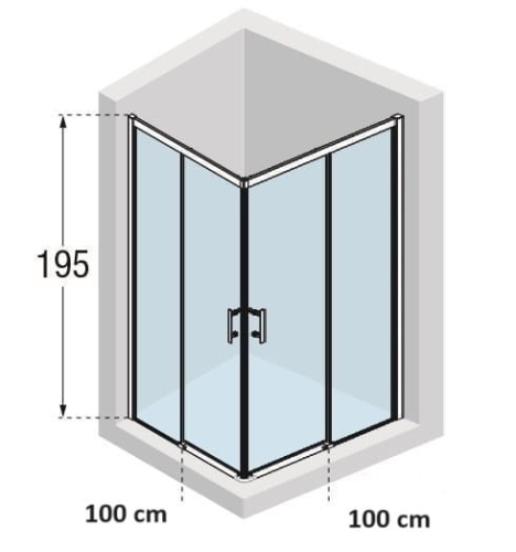 Novellini Kali A-H Nero kabina kwadratowa 100x100cm KALIAH96L96L-1H