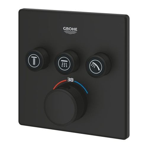 GROHE Grohtherm Cube SmartControl bateria termostatyczna do obsługii 3 wyjść, element zewnętrzny,  phantom black 102167KF00