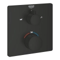 GROHE Grohtherm wannowa bateria podtynkowa termostatyczna do obsługi dwóch wyjść, element zewnętrzny, matte black 1022112430