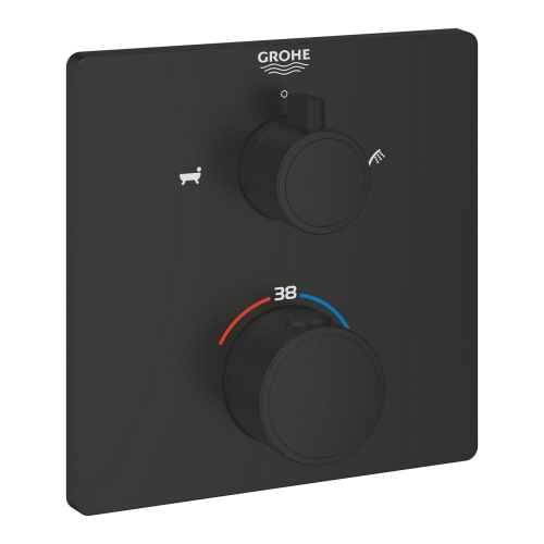 GROHE Grohtherm wannowa bateria podtynkowa termostatyczna do obsługi dwóch wyjść, element zewnętrzny, matte black 1022112430