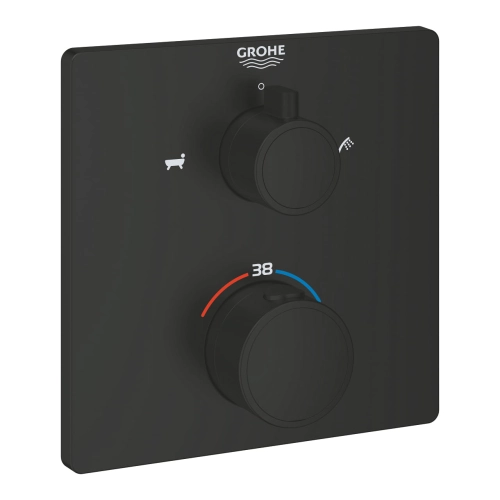 GROHE Grohtherm wannowa bateria podtynkowa termostatyczna do obsługi dwóch wyjść, element zewnętrzny, matte black 1022112430
