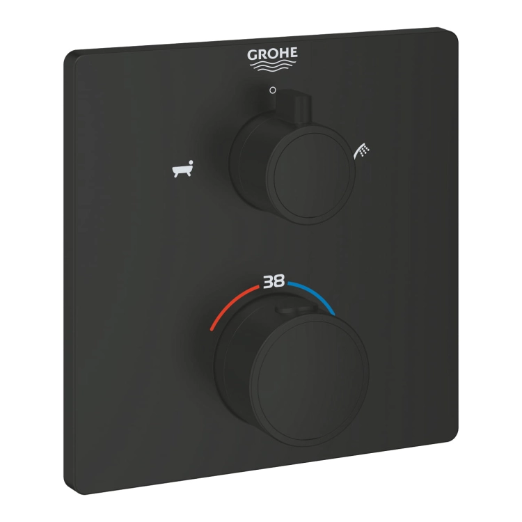 GROHE Grohtherm wannowa bateria podtynkowa termostatyczna do obsługi dwóch wyjść, element zewnętrzny, matte black 1022112430