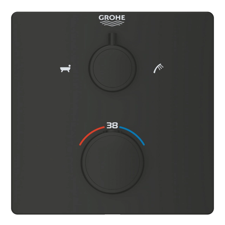 GROHE Grohtherm wannowa bateria podtynkowa termostatyczna do obsługi dwóch wyjść, element zewnętrzny, matte black 1022112430