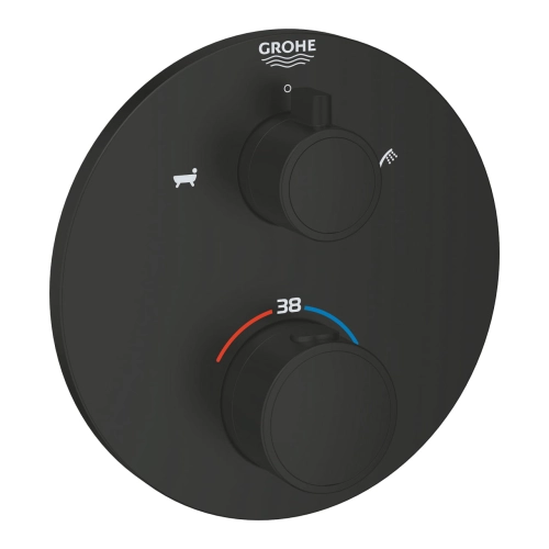 GROHE Grohtherm wannowa bateria podtynkowa termostatyczna do obsługi dwóch wyjść, element zewnętrzny, matte black 1022102430