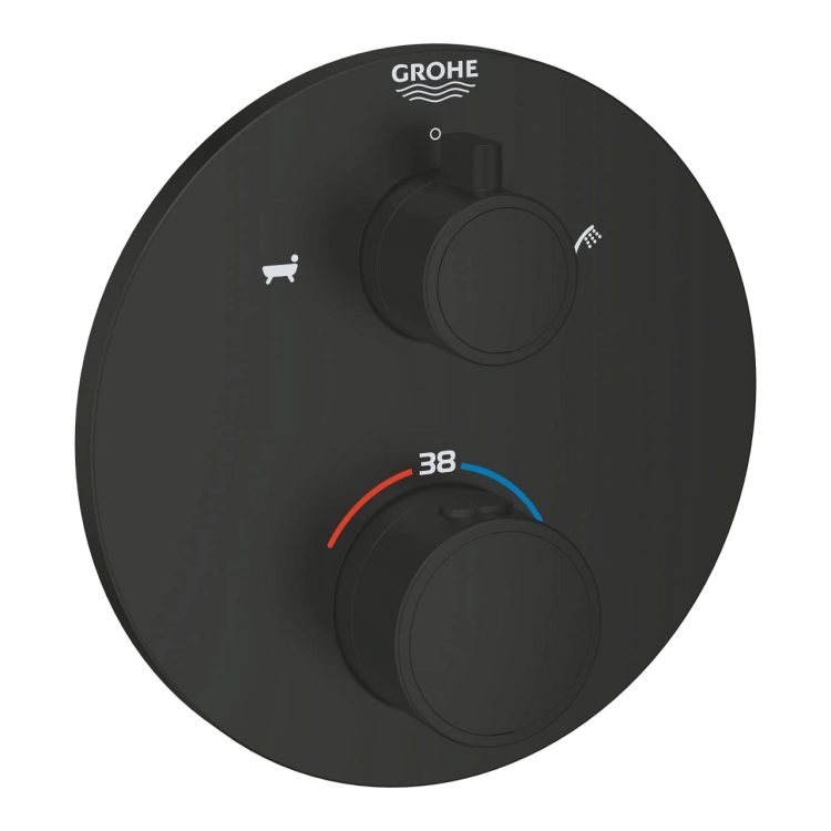 GROHE Grohtherm wannowa bateria podtynkowa termostatyczna do obsługi dwóch wyjść, element zewnętrzny, matte black 1022102430