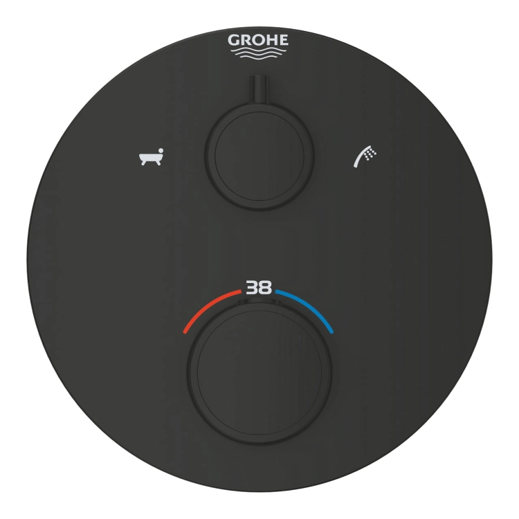 GROHE Grohtherm wannowa bateria podtynkowa termostatyczna do obsługi dwóch wyjść, element zewnętrzny, matte black 1022102430