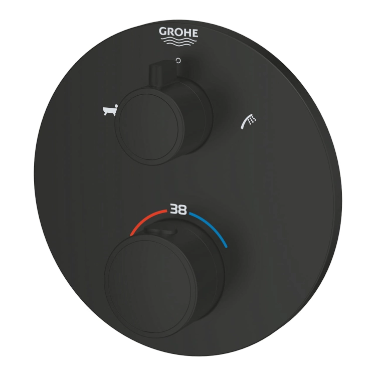 GROHE Grohtherm wannowa bateria podtynkowa termostatyczna do obsługi dwóch wyjść, element zewnętrzny, matte black 1022102430
