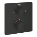 GROHE Grohtherm prysznicowa bateria podtynkowa termostatyczna do obsługi dwóch wyjść, element zewnętrzny, matte black 1022092430