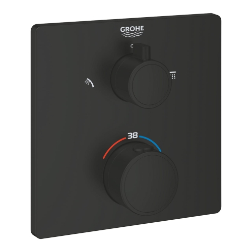 GROHE Grohtherm prysznicowa bateria podtynkowa termostatyczna do obsługi dwóch wyjść, element zewnętrzny, matte black 1022092430