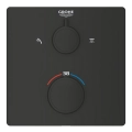 GROHE Grohtherm prysznicowa bateria podtynkowa termostatyczna do obsługi dwóch wyjść, element zewnętrzny, matte black 1022092430