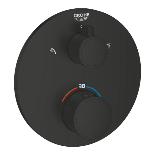 GROHE Grohtherm prysznicowa bateria podtynkowa termostatyczna do obsługi dwóch wyjść, element zewnętrzny, matte black 1022082430