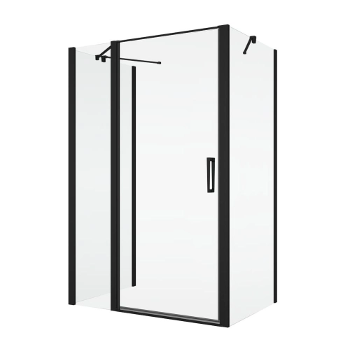 Ronal Divera kabina trójścienna 80x90x80cm, drzwi wahadłowe, profile czarny mat, szkło bezbarwne D22T1307020D22F1080607