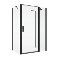 Ronal Divera kabina trójścienna 80x90x80cm, drzwi wahadłowe, profile czarny mat, szkło bezbarwne D22T1307020D22F1080607