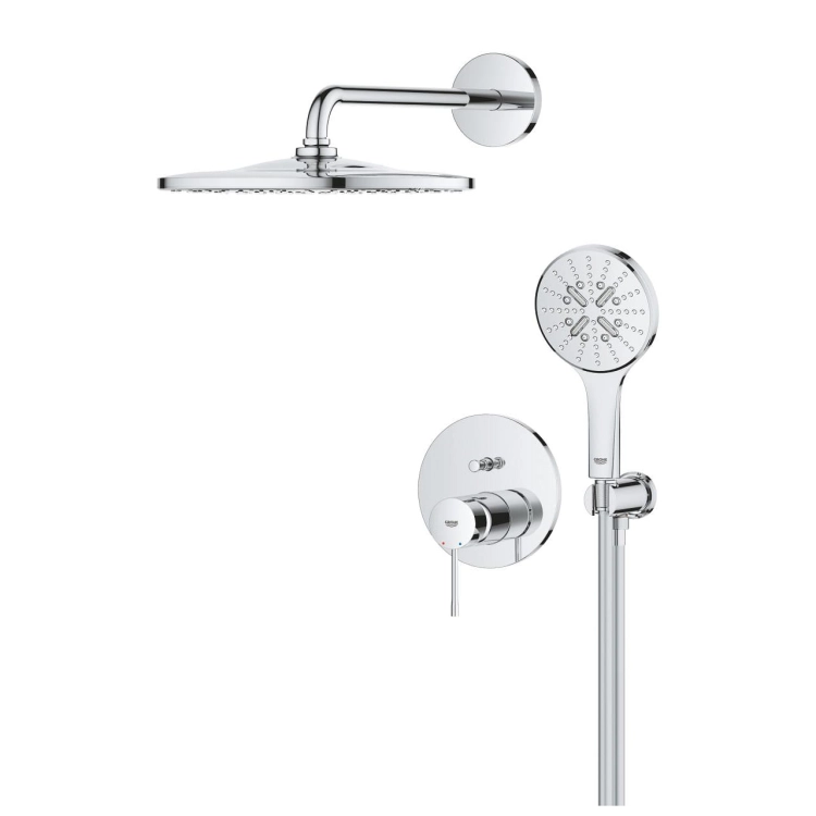 GROHE Essence zestaw prysznicowy podtynkowy z deszczownicą 310m, ramię ścienne 422mm, chrom 25287000