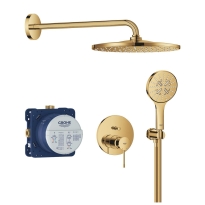 GROHE Essence zestaw prysznicowy podtynkowy z deszczownicą 310mm, ramię ścienne 422mm, złoty błyszczący - cool sunrise 25287GL0