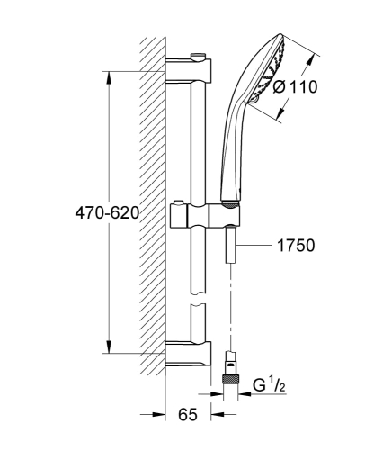 GROHE Vitalio Joy 110 zestaw prysznicowy 2-strumieniowy, z drążkiem, chrom 27326000