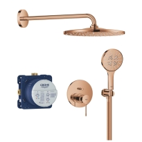 GROHE Essence zestaw prysznicowy podtynkowy z deszczownicą 310m, ramię ścienne 422mm, miedziany błyszczący - warm sunset 25287DA0