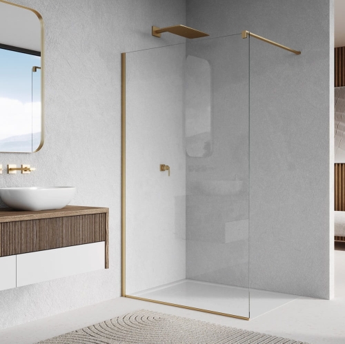 RONAL Walk-In EASY STR4P ścianka wolnostojąca 80cm, złoty szczotkowany STR4P0801307