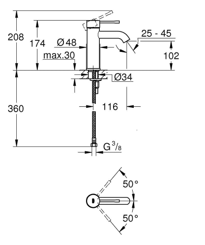 GROHE Essence S-size bateria umywalkowa, stal nierdzewna 24172DC1
