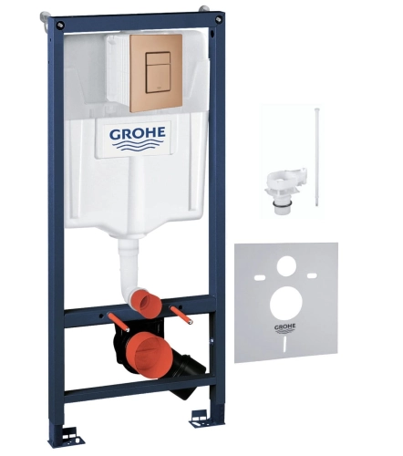 GROHE Rapid SL stelaż do miski podwieszanej zestaw 5:1, przycisk Skate Cosmopolitan, brushed warm sunset 1000046-DL0