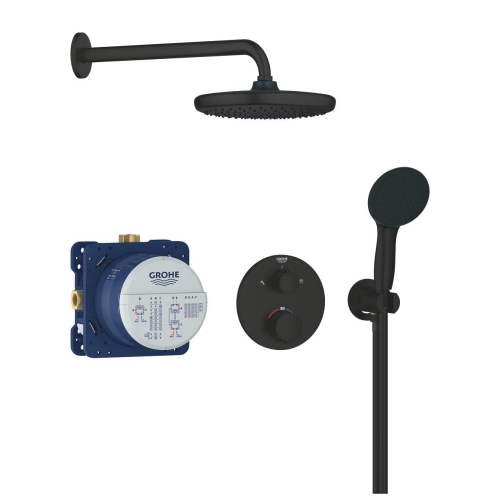 GROHE Precision zestaw prysznicowy termostatyczny z deszczownicą 250mm, matte black 348832430