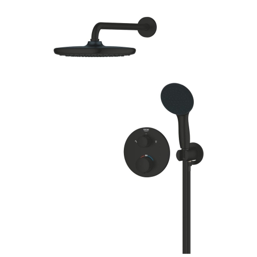 GROHE Precision zestaw prysznicowy termostatyczny z deszczownicą 250mm, matte black 348832430