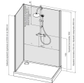 Ronal Modul 1200 kabina czterościenna półokrągła 90x90cm, wariant 4, montaż przyścienny 29094RS1.40.07