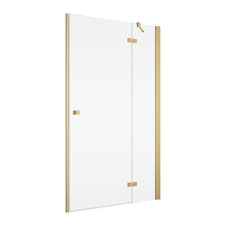 Ronal Annea drzwi prysznicowe 120cm(118,3-120cm) lewe, drzwi skrzydłowe, złoty szczotkowany, szkło bezbarwne AN13G12001307 zestaw z zestawem uzupełniającym do wnęki
