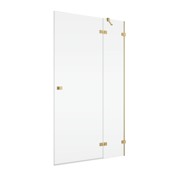 Ronal Annea drzwi prysznicowe 120cm(119,5x120,5cm) prawe, drzwi skrzydłowe, złoty szczotkowany, szkło bezbarwne AN13WD12001307 - drzwi do ścianki