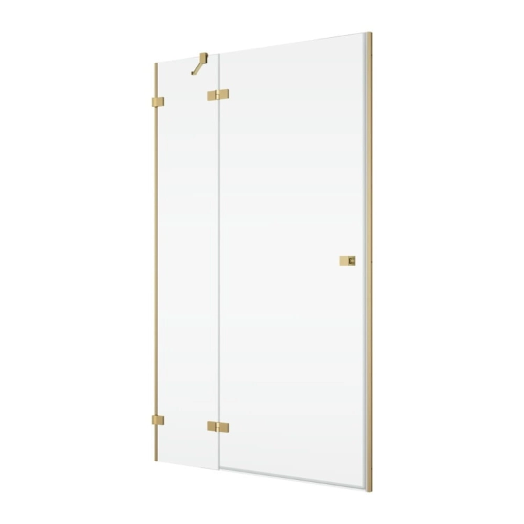 Ronal Annea drzwi prysznicowe 90cm(89,5x90,5cm) lewe, drzwi skrzydłowe, złoty szczotkowany, szkło bezbarwne AN13WG0900130 - drzwi do wnęki