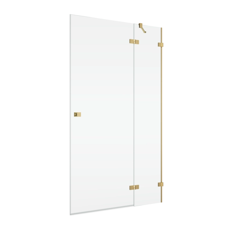 Ronal Annea drzwi prysznicowe 90cm(89,5x90,5cm) prawe, drzwi skrzydłowe, złoty szczotkowany, szkło bezbarwne AN13WD09001307 - drzwi do ścianki