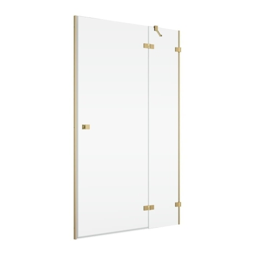 Ronal Annea drzwi prysznicowe 75cm(74,5x75,5cm) prawe, drzwi skrzydłowe, złoty szczotkowany, szkło bezbarwne AN13WD07501307 - drzwi do wnęki