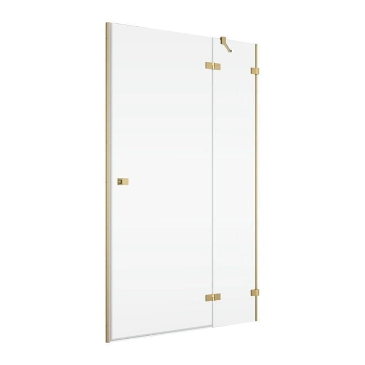 Ronal Annea drzwi prysznicowe 75cm(74,5x75,5cm) prawe, drzwi skrzydłowe, złoty szczotkowany, szkło bezbarwne AN13WD07501307 - drzwi do wnęki
