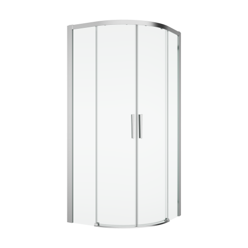 Ronal Divera kabina półokrągła 80x80cm, drzwi suwane, profile srebrny połysk, szkło bezbarwne D22SRB5508050