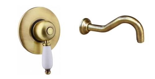 Emmevi Laguna bateria umywalkowa podtynkowa, wylewka 210 mm, stare złoto 4009-1029BR