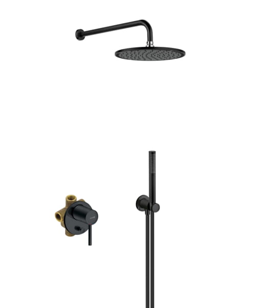 KLUDI Bozz zestaw prysznicowy podtynkowy z deszczownicą 250mm, czarny mat 387363976