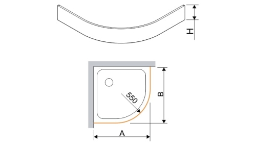 wymiar H - 175 mm, wymiar A - 1000 mm, wymiar B - 1000 mm