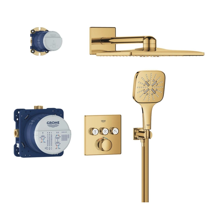 GROHE Grohtherm SmartControl Cube zestaw prysznicowy podtynkowy z termostatem, złoty błyszczący - cool sunrise 34864GL0