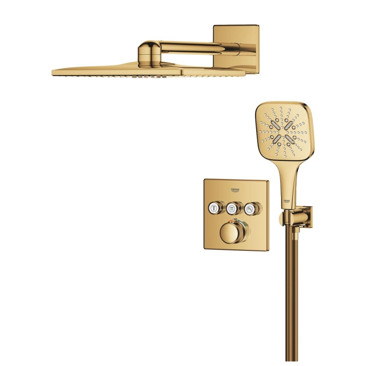 GROHE Grohtherm SmartControl Cube zestaw prysznicowy podtynkowy z termostatem, złoty błyszczący - cool sunrise 34864GL0