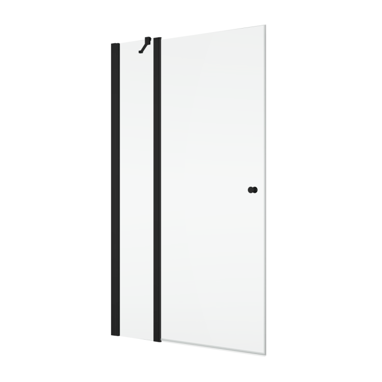 Ronal Solino drzwi prysznicowe skrzydłowe 100cm(98,3x100cm), profil czarny mat, szkło bezbarwne SOL1310000607