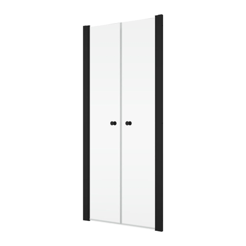 Ronal Solino drzwi prysznicowe dwuskrzydłowe 100cm(98,2x101,5cm), profil czarny mat, szkło bezbarwne SOL210000607